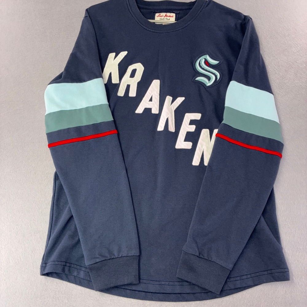 Red Jacket Seattle Kraken Shirt Mens Large Excellent NHL Hockey Striped